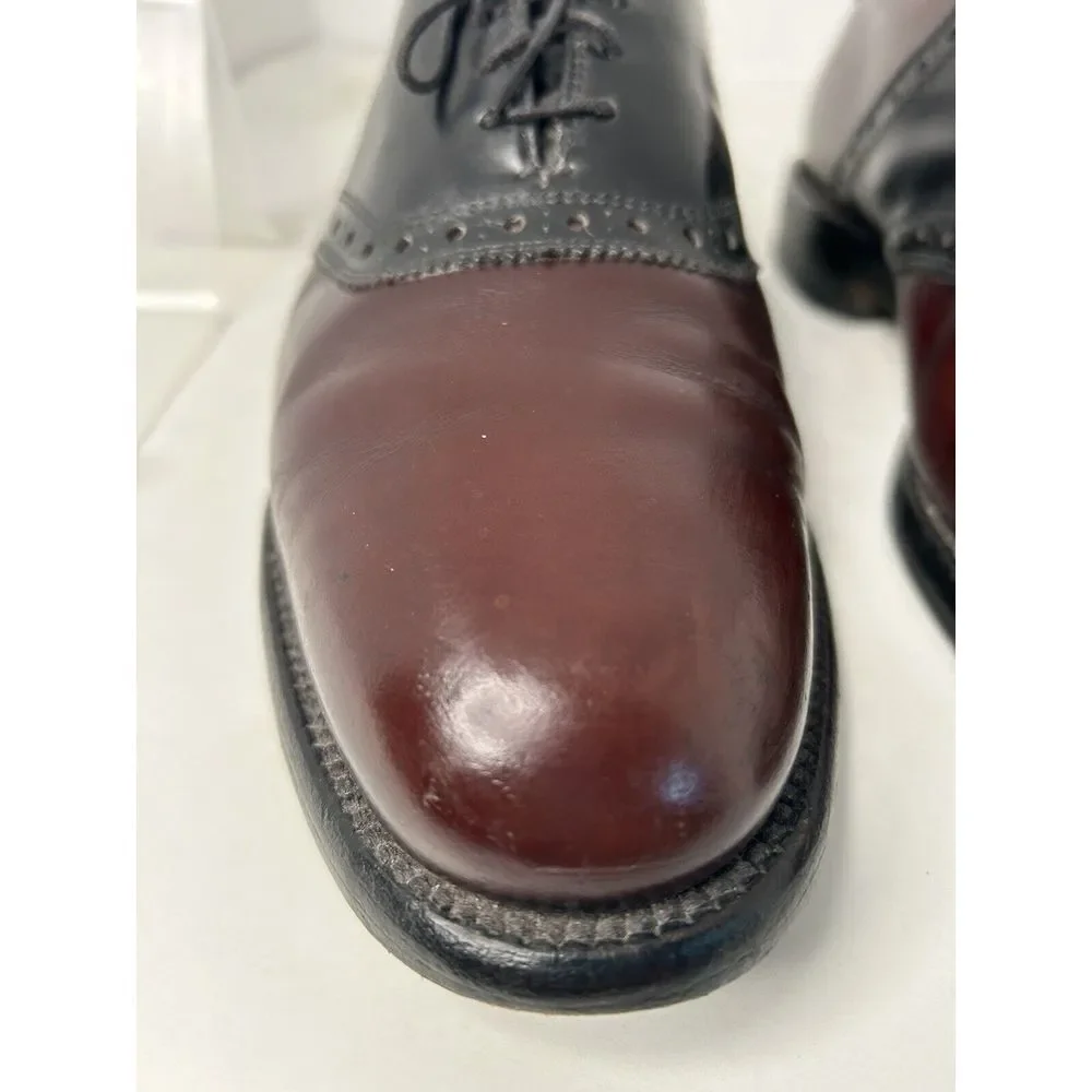 Allen Edmonds 71006 Polo Burgundy 2-Tone Plain Toe Saddle‎ Shoes Mens 8.5 D